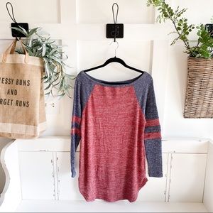 Red and blue sweater